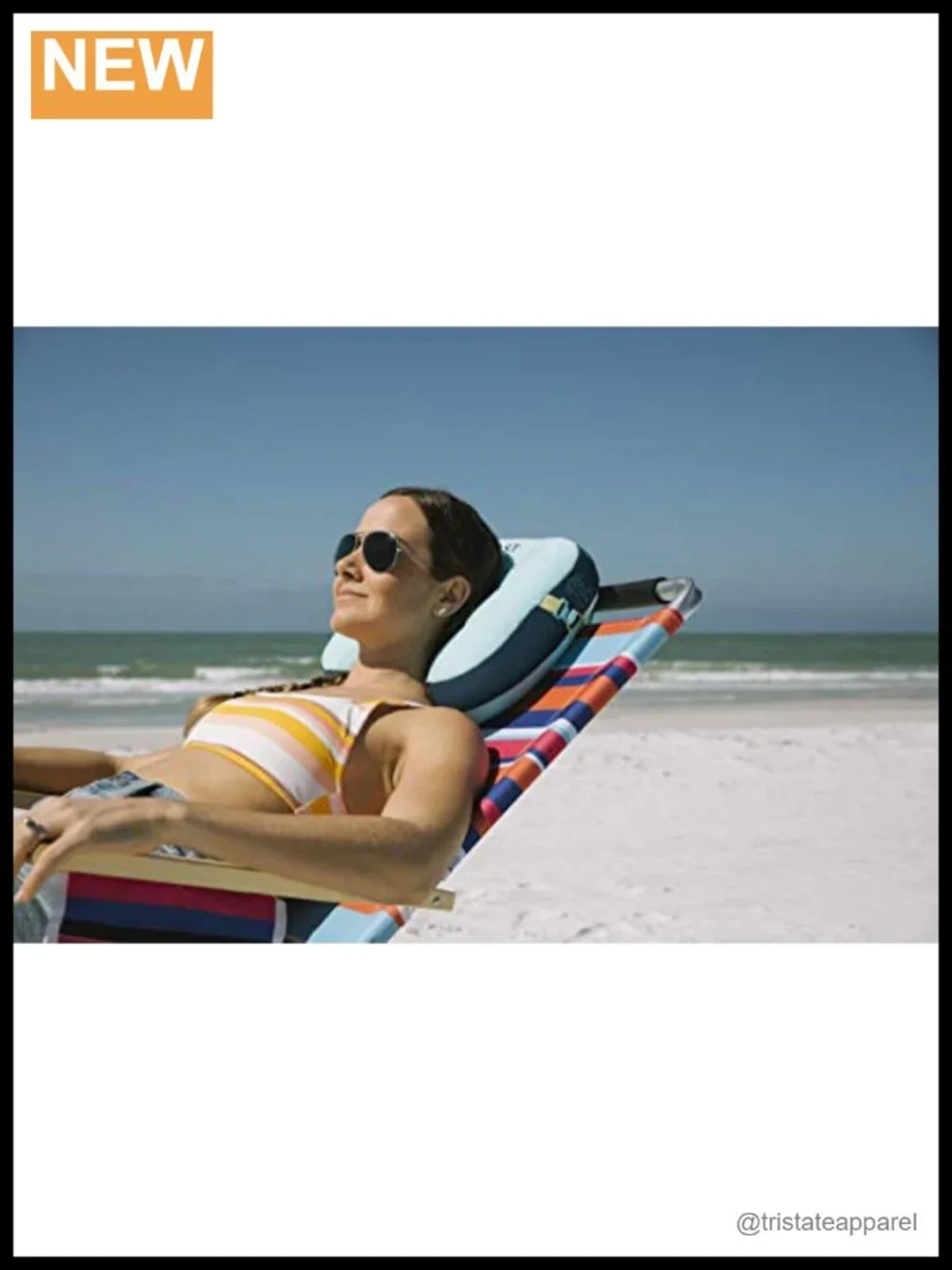 Comfy Inflatable Beach Pillow with Sand Pouch, Stays Put, Compact Travel Pillow